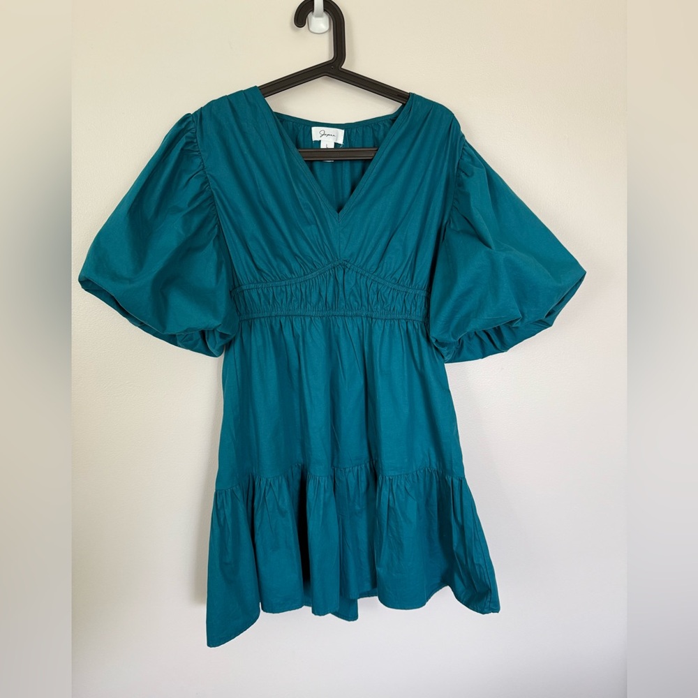 Medium Teal Puff Sleeve Dress